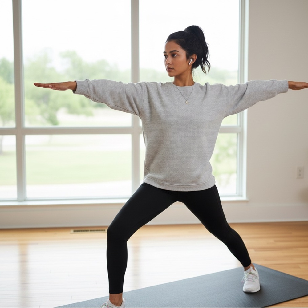 Aerie Oversized Waffle Knit Shirt Top Women’s Long Sleeve Gray L Cozy Minimalis